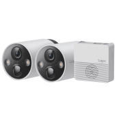TP-LINK IP wifi Cs kamera - Tapo C420S2 KIT (2 kamera + hub; Akku; 4MP, 3mm, IP65, H264, IR15m, SD, mikrofon, hangsz)